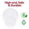 Solid White Organic Round Disposable Plastic Dinner Plates - 10.25" (120 Plates)